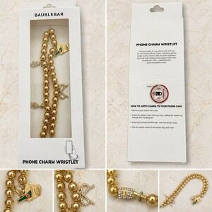 BaubleBar Gold Colored Beaded Phone Charm Wristlet Celebration Holiday New
